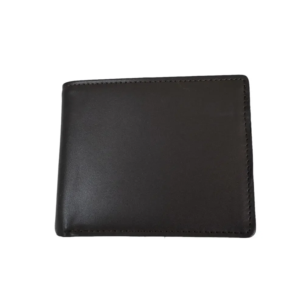 Slate & Stone Smooth Premium Leather Bifold Wallet Dark Brown NEW